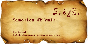 Simonics Ármin névjegykártya